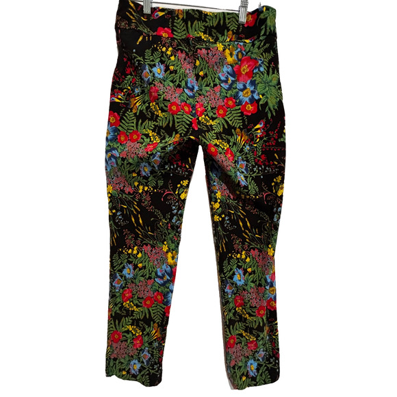 Soft Surroundings In Bloom Floral Slim Ankle Pants Women sz M Black Boho funky - Picture 6 of 11